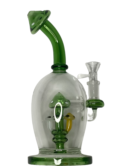 GREEN MUSHROOM GLASS BONG