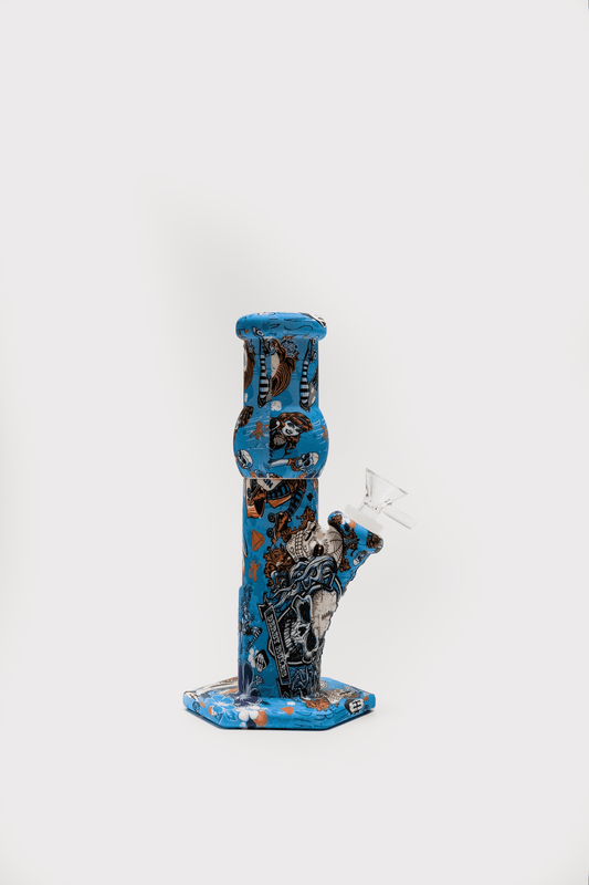 BLUE ROSES & SKULLS BONG